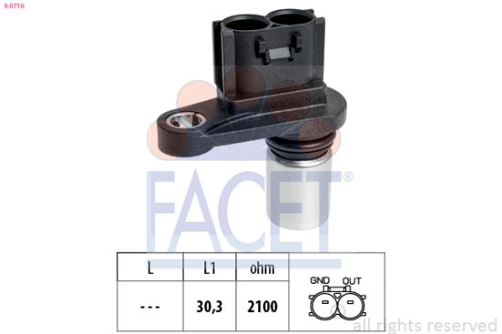 Obrázok Snímač impulzov kľukového hriadeľa FACET Made in Italy - OE Equivalent 90716