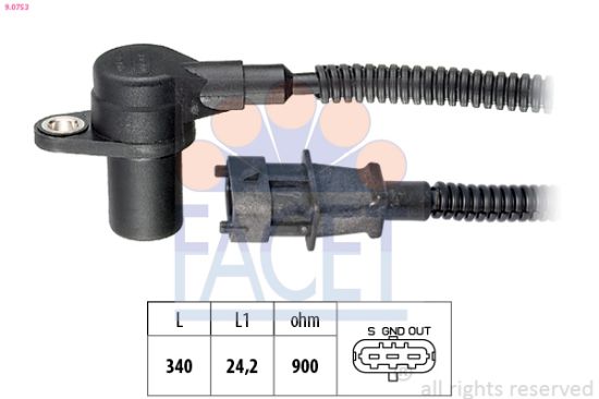 Obrázok Snímač impulzov kľukového hriadeľa FACET Made in Italy - OE Equivalent 90753