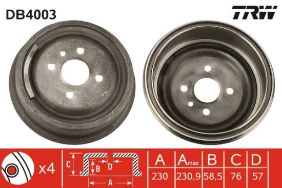 Obrázok Brzdový bubon TRW  DB4003