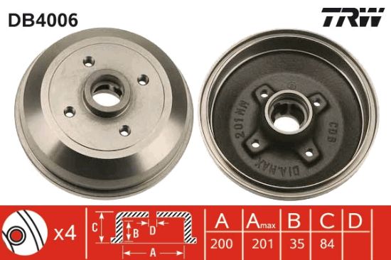 Obrázok Brzdový bubon TRW  DB4006