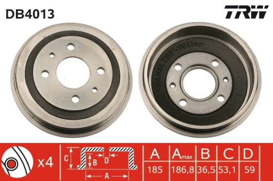 Obrázok Brzdový bubon TRW  DB4013