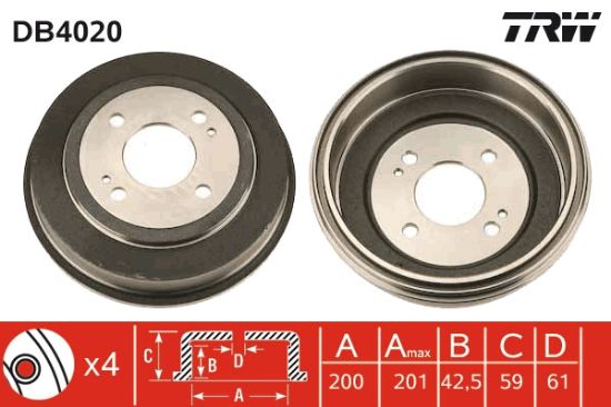 Obrázok Brzdový bubon TRW  DB4020