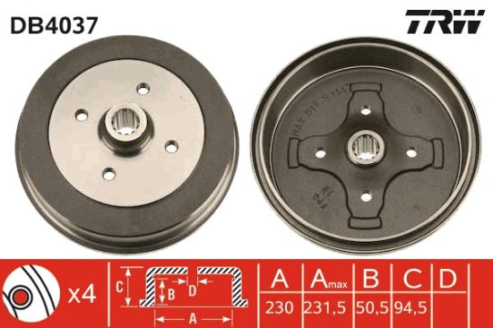Obrázok Brzdový bubon TRW  DB4037