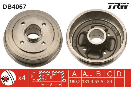 Obrázok Brzdový bubon TRW  DB4067