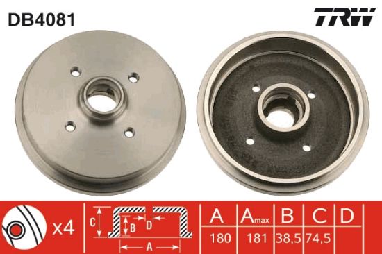 Obrázok Brzdový bubon TRW  DB4081