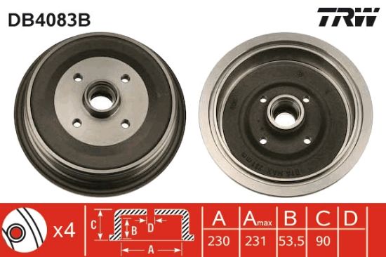 Obrázok Brzdový bubon TRW  DB4083B