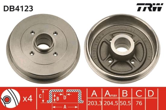 Obrázok Brzdový bubon TRW  DB4123