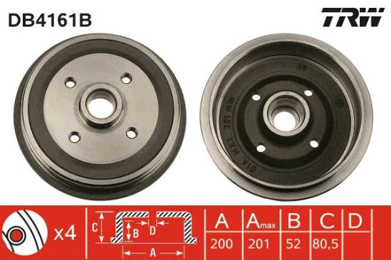 Obrázok Brzdový bubon TRW  DB4161B