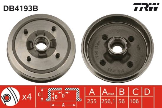 Obrázok Brzdový bubon TRW  DB4193B