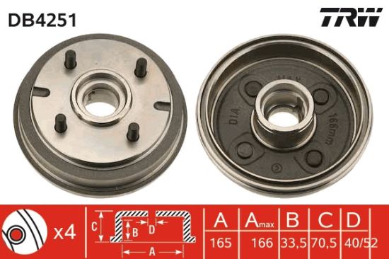 Obrázok Brzdový bubon TRW  DB4251