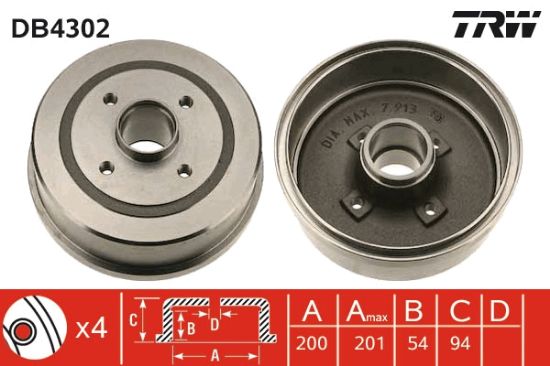 Obrázok Brzdový bubon TRW  DB4302