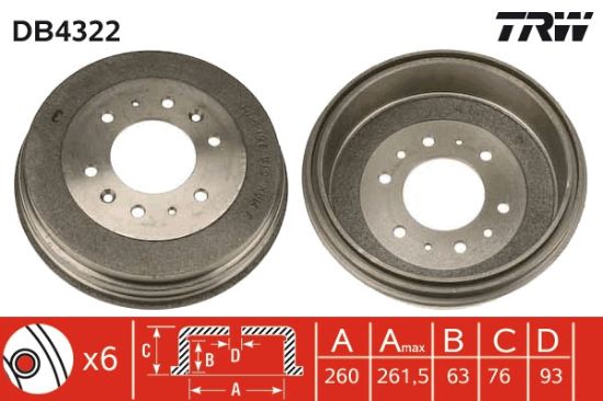 Obrázok Brzdový bubon TRW  DB4322