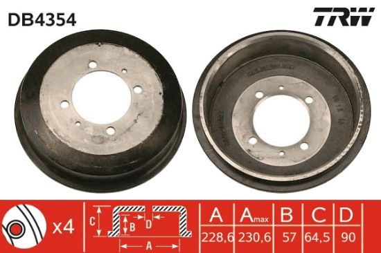 Obrázok Brzdový bubon TRW  DB4354