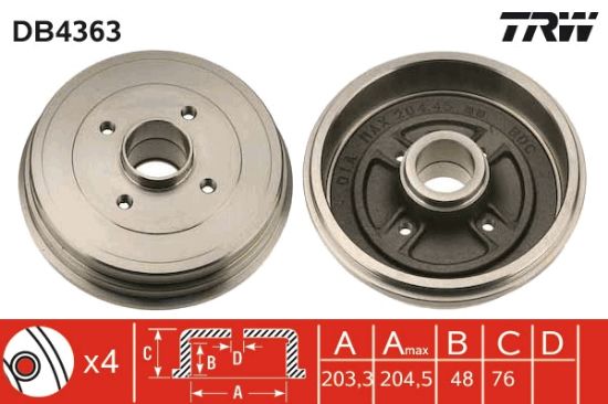 Obrázok Brzdový bubon TRW  DB4363