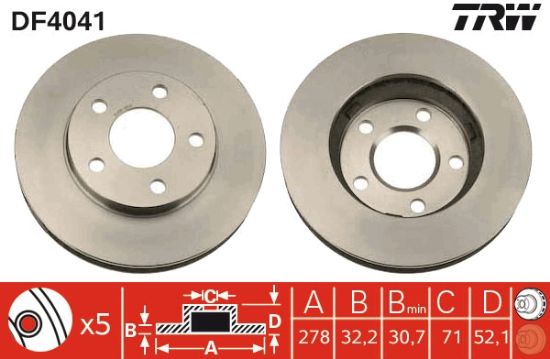 Obrázok Brzdový kotúč TRW  DF4041
