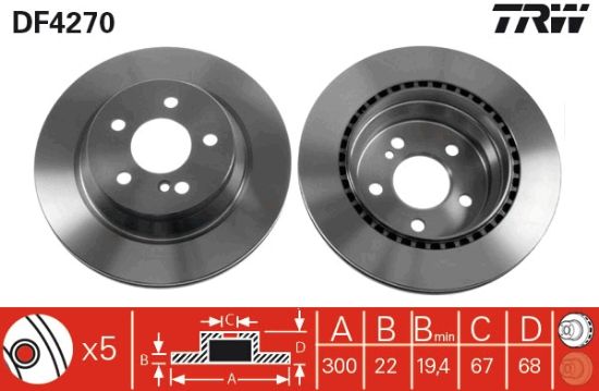 Obrázok Brzdový kotúč TRW  DF4270