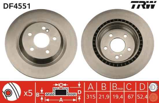 Obrázok Brzdový kotúč TRW  DF4551