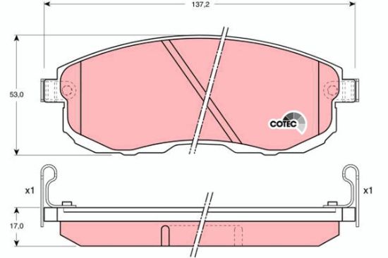 Obrázok Sada brzdových platničiek kotúčovej brzdy TRW COTEC GDB1003