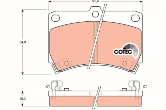 Obrázok Sada brzdových platničiek kotúčovej brzdy TRW COTEC GDB1024