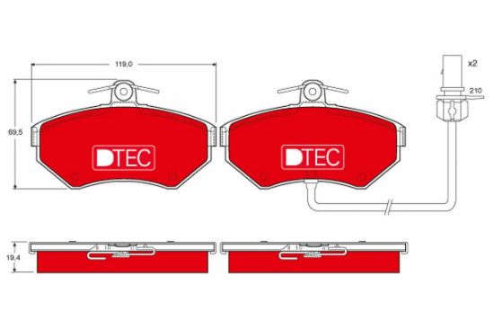 Obrázok Sada brzdových platničiek kotúčovej brzdy TRW DTEC COTEC GDB1366DTE