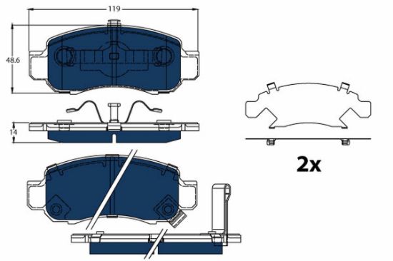 Obrázok Sada brzdových platničiek kotúčovej brzdy TRW ELECTRIC BLUE GDB3376BTE