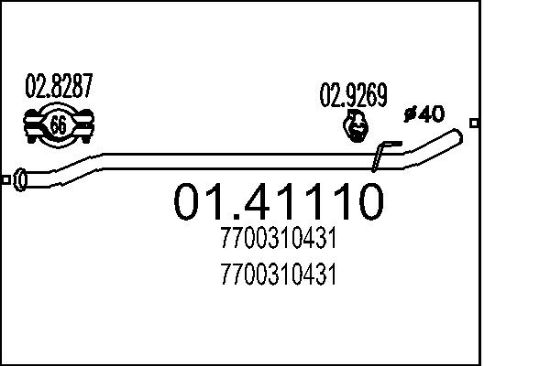 Obrázok Výfukové potrubie MTS  0141110