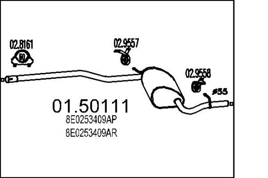 Obrázok Stredný tlmič výfuku MTS  0150111
