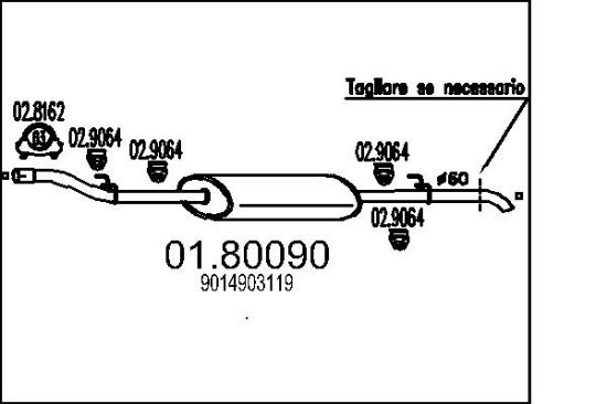 Obrázok Stredný tlmič výfuku MTS  0180090