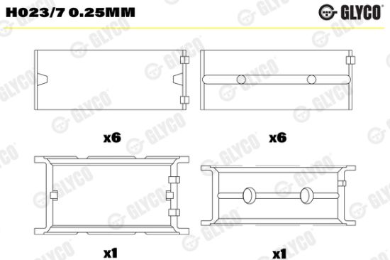 Obrázok Lożisko kľukového hriadeľa GLYCO  H0237025mm
