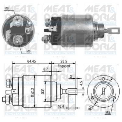 Obrázok Elektromagnetický spínač pre żtartér MEAT & DORIA  46071