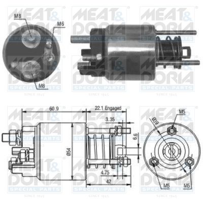Obrázok Elektromagnetický spínač pre żtartér MEAT & DORIA  46076