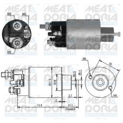 Obrázok Elektromagnetický spínač pre żtartér MEAT & DORIA  46099