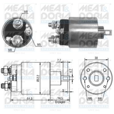 Obrázok Elektromagnetický spínač pre żtartér MEAT & DORIA  46166