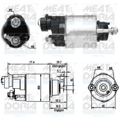 Obrázok Elektromagnetický spínač pre żtartér MEAT & DORIA  46173