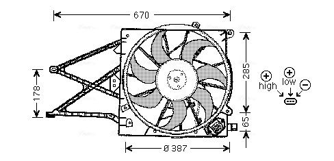 Obrázok Ventilátor chladenia motora AVA QUALITY COOLING  OL7509