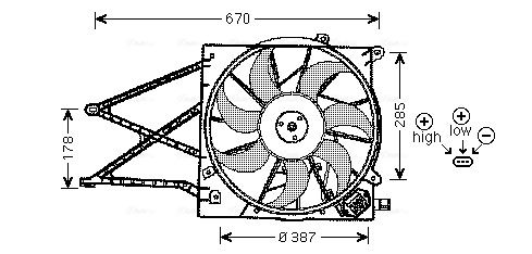 Obrázok Ventilátor chladenia motora AVA QUALITY COOLING  OL7524