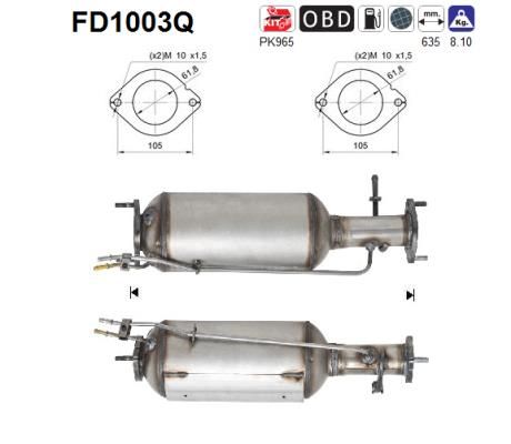 Obrázok Filter sadzí/pevných častíc výfukového systému AS  FD1003Q