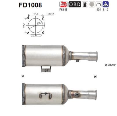 Obrázok Filter sadzí/pevných častíc výfukového systému AS  FD1008