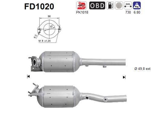 Obrázok Filter sadzí/pevných častíc výfukového systému AS  FD1020