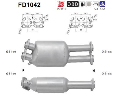 Obrázok Filter sadzí/pevných častíc výfukového systému AS  FD1042