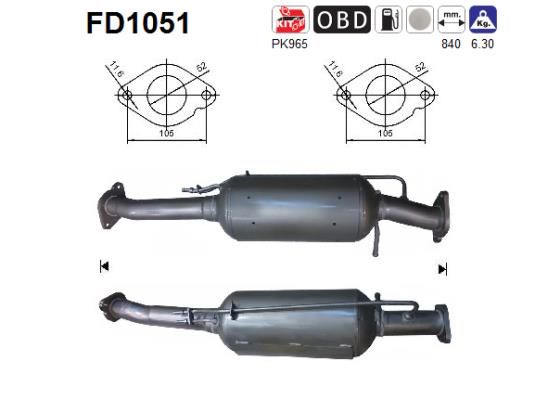 Obrázok Filter sadzí/pevných častíc výfukového systému AS  FD1051