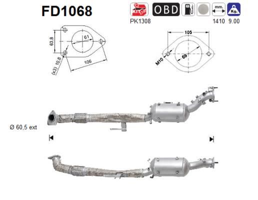 Obrázok Filter sadzí/pevných častíc výfukového systému AS  FD1068