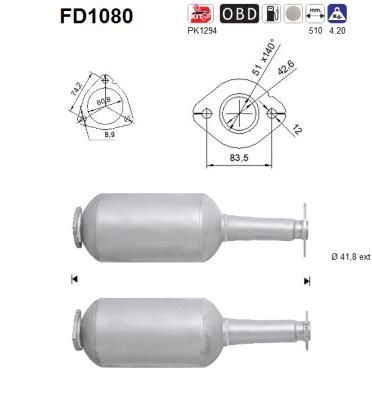Obrázok Filter sadzí/pevných častíc výfukového systému AS  FD1080