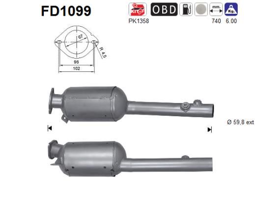Obrázok Filter sadzí/pevných častíc výfukového systému AS  FD1099