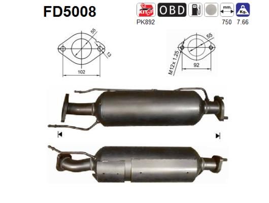 Obrázok Filter sadzí/pevných častíc výfukového systému AS  FD5008