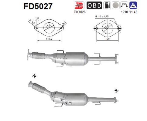 Obrázok Filter sadzí/pevných častíc výfukového systému AS  FD5027