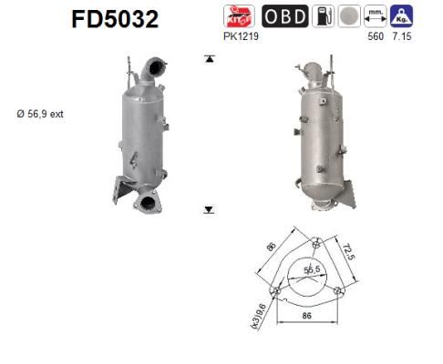 Obrázok Filter sadzí/pevných častíc výfukového systému AS  FD5032