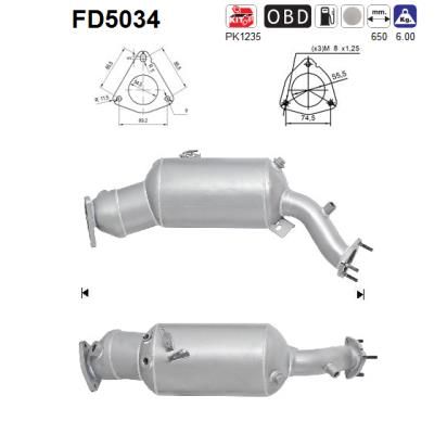 Obrázok Filter sadzí/pevných častíc výfukového systému AS  FD5034