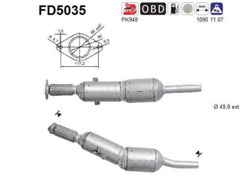 Obrázok Filter sadzí/pevných častíc výfukového systému AS  FD5035