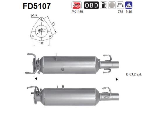 Obrázok Filter sadzí/pevných častíc výfukového systému AS  FD5107